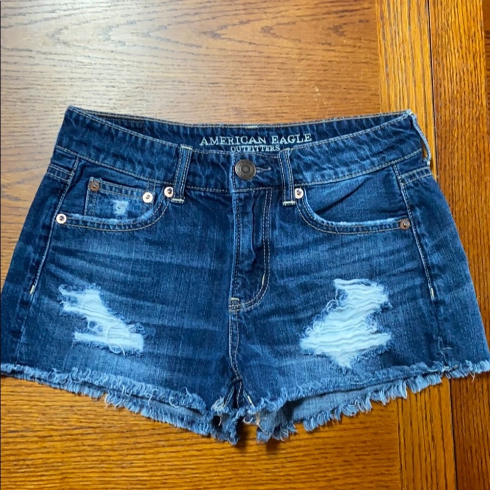 American Eagle Tom Girl Shortie Distressed Shorts